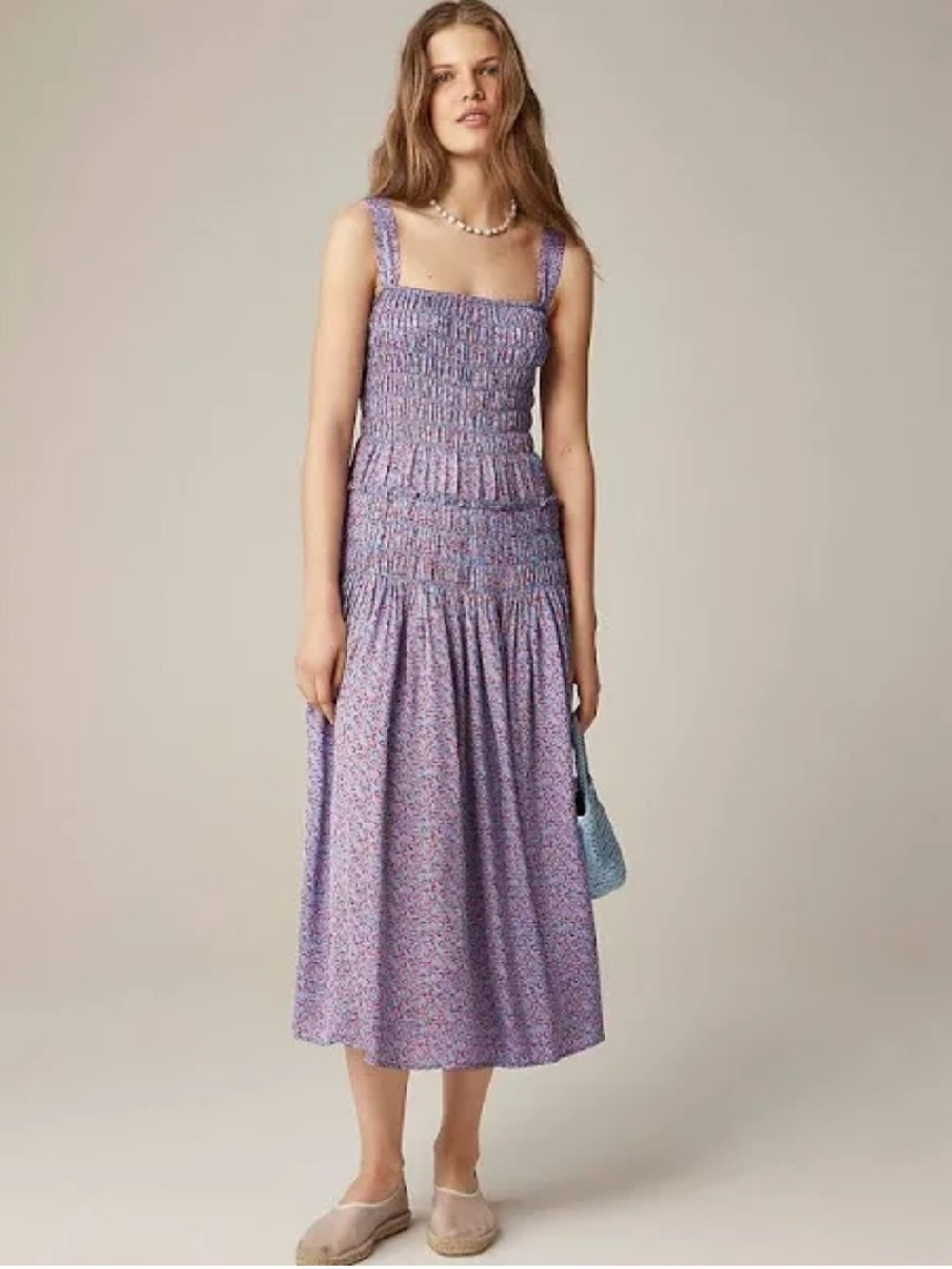 NWT J. Crew Smocked Midi Dress